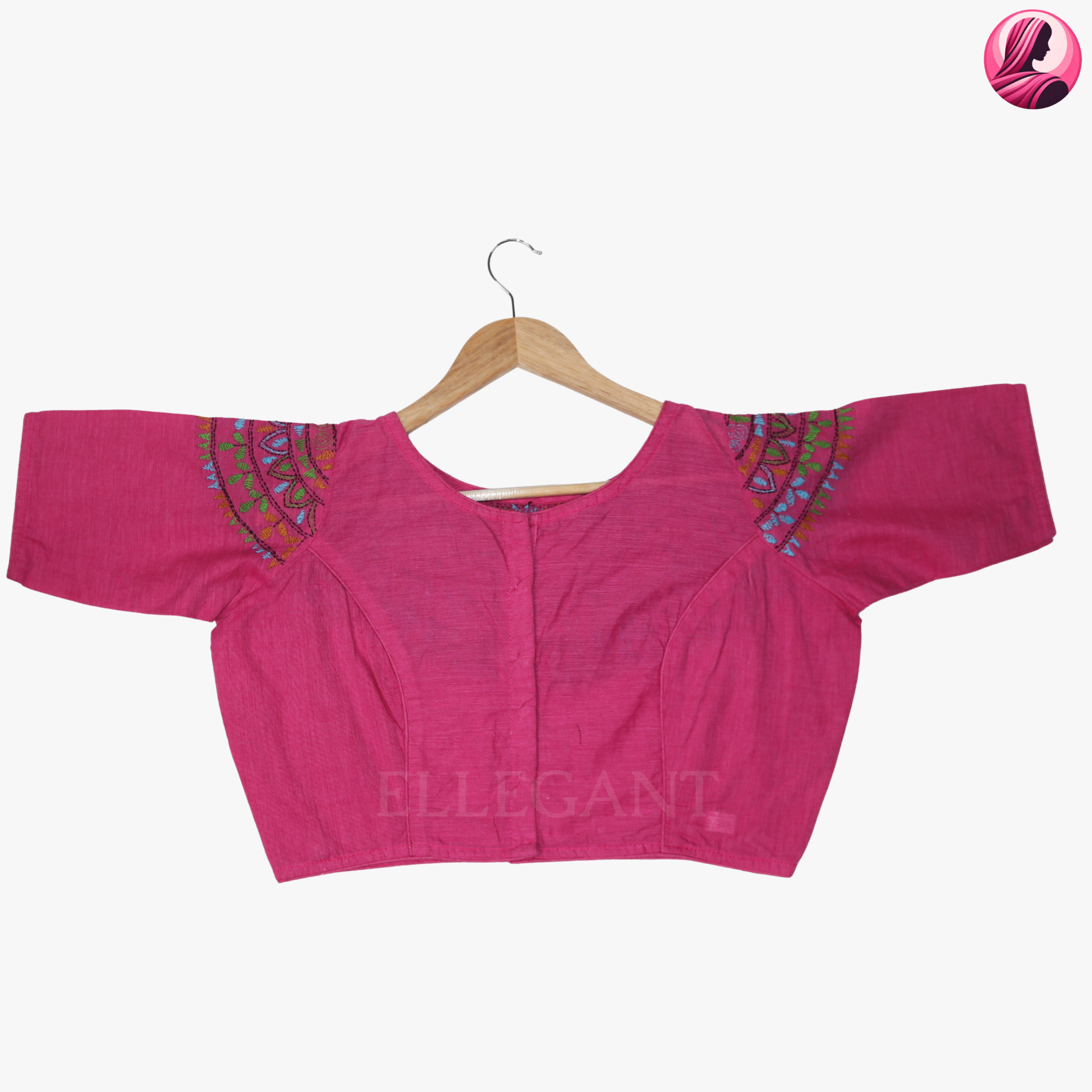 Pink Geometric Pattern Handwork Blouse