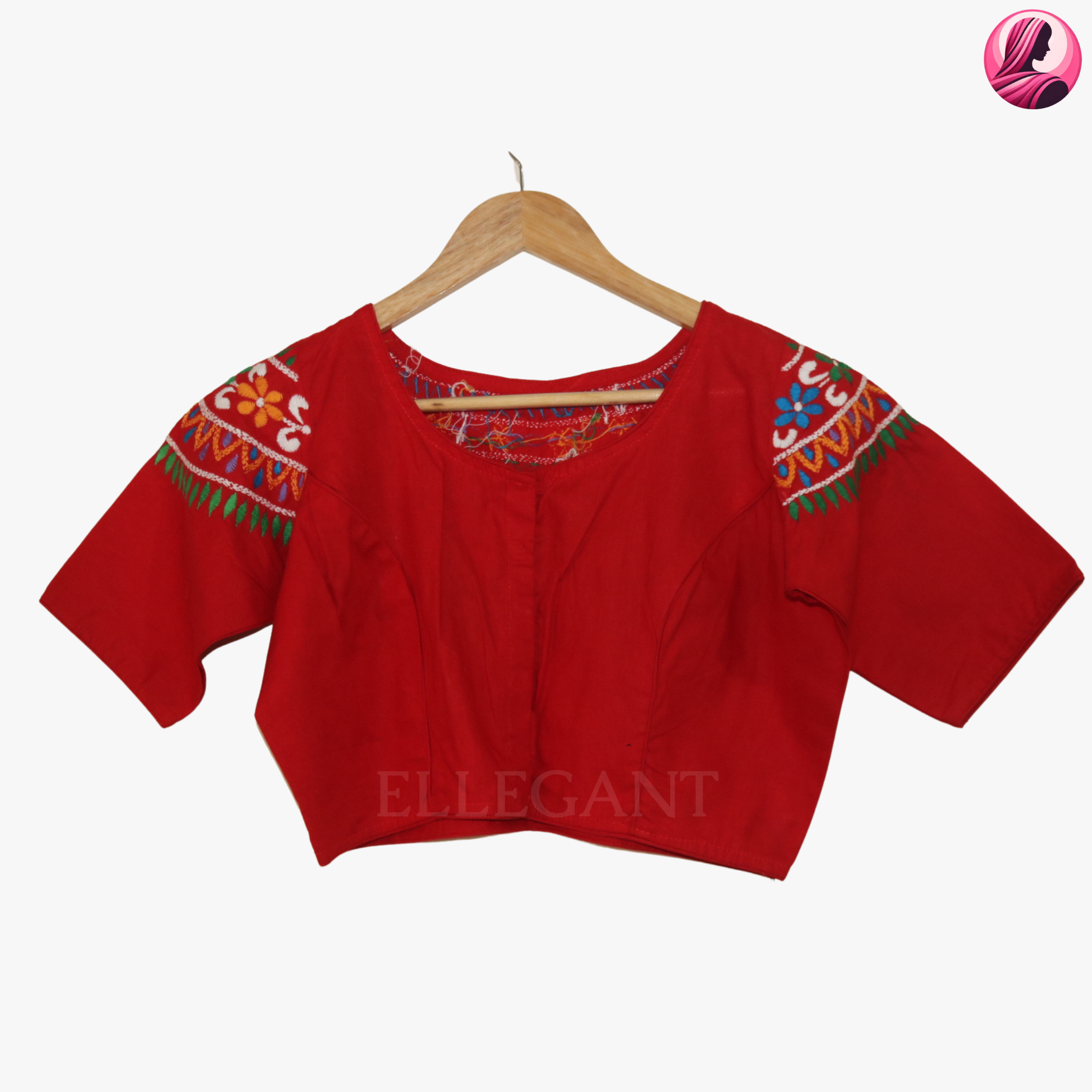 Red Floral Fiesta Handwork Blouse