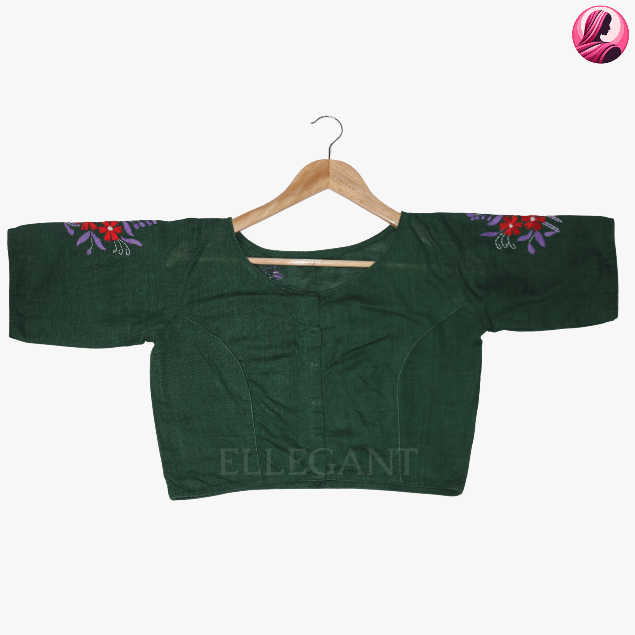 Forest Green Floral Basket Blouse